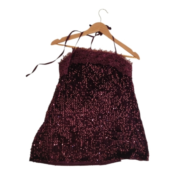 Free People Women Burgundy Sequin Blouse, new with tags (NWT), size XS - Picture 3 of 7